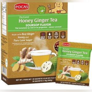 Pocas Ginger Tea With Honey Instant 12.6oz (20 bag) with Real Ginger NIP